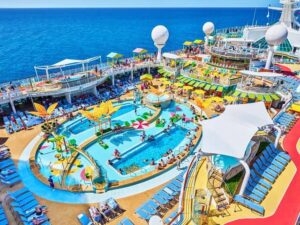 Pool deck and colorful kids pools on Navigator of the Seas