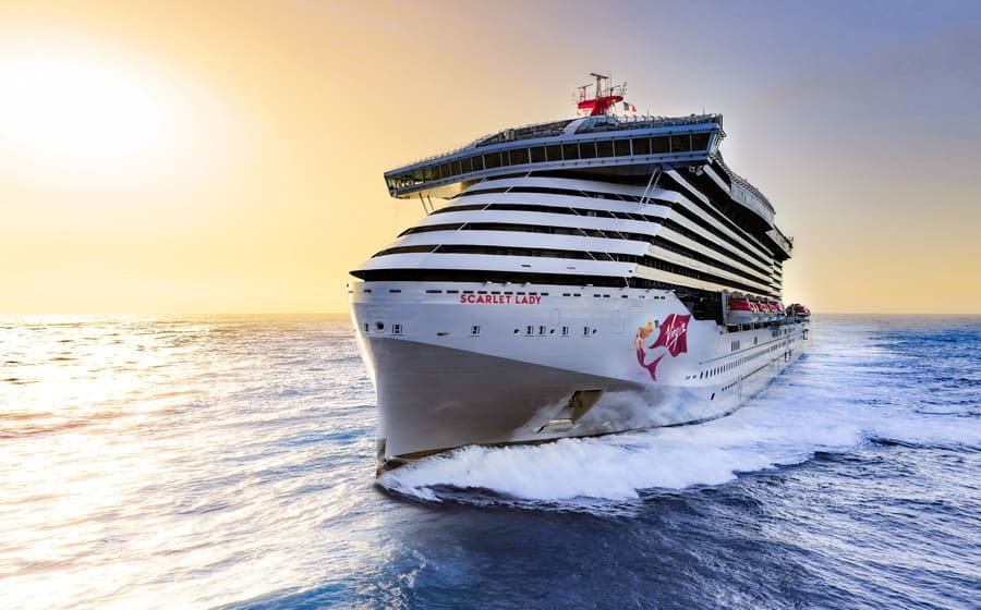 Scarlet_Lady_Front_1_15 - JJ Travel Associates - Best Travel Agents in NJ Virgin Voyages Scarlet Lady at sea