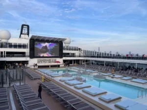 Empty pool deck on MSC Meraviglia