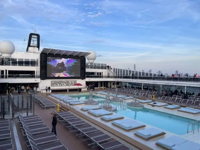 Empty pool deck on MSC Meraviglia